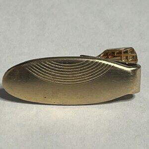 VTG Retro Modernist Grooves Design Tie Clip Bar Gold Tone Casual or Formal 1.2"